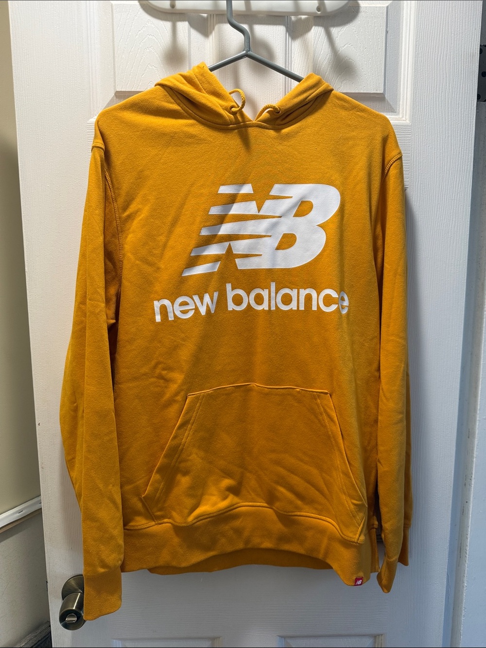 New Balance Men’s Golden Yellow Crewneck Hoodie with White Logo